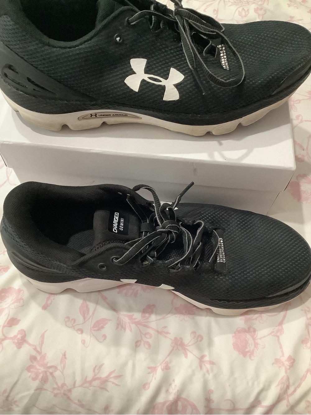 Under Armour Men’s Black Athletic Running Shoes with White Logo
